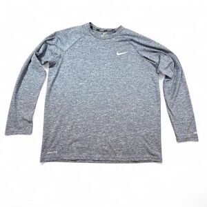 Nike Swim Heathered Blue Long Sleeve Dri-FIT performance top rash guard UPF 40+
